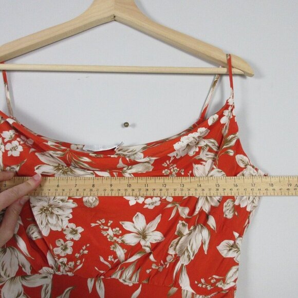 Christy Lynn Claude Silk Floral Midi Dress Cowl Neck Ruched Side Slit Red M 200 - Picture 8 of 12